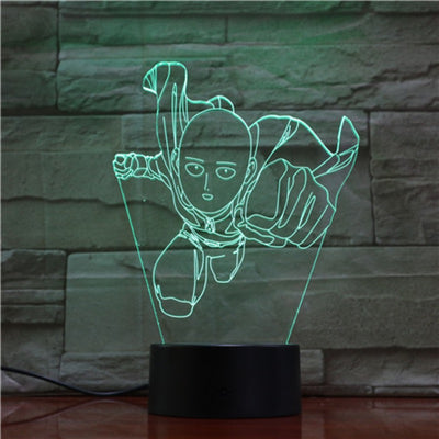 Lampe LED 3D One Punch Man Saitama vert