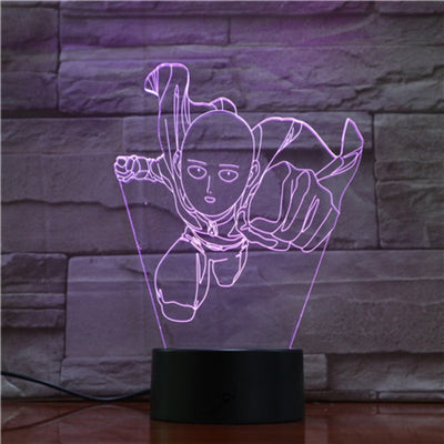 Lampe LED 3D One Punch Man Saitama rose