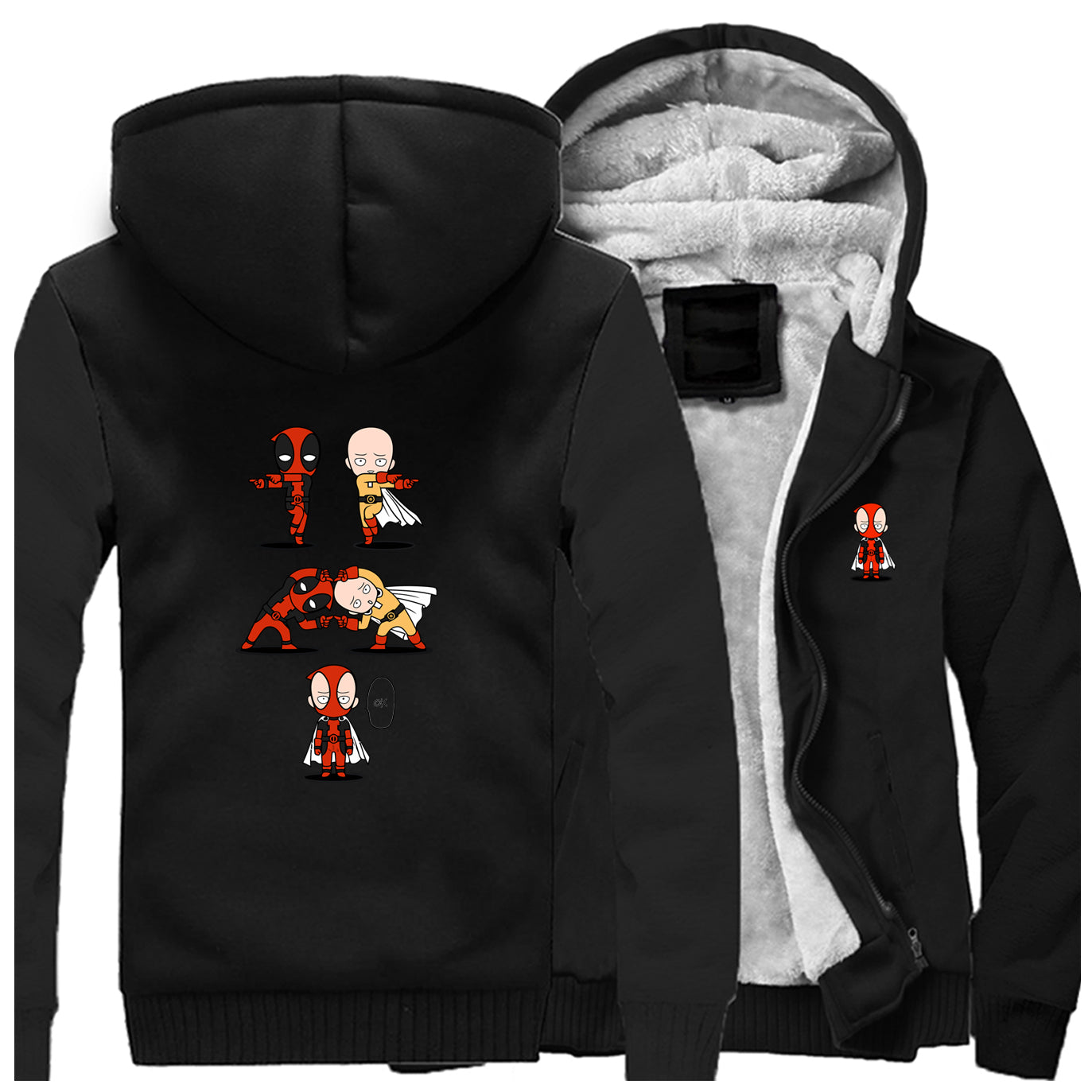 Veste Polaire noire One Punch Man Saitama Deadpool