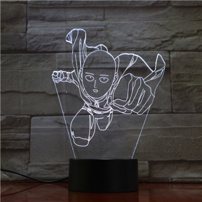 Lampe LED 3D One Punch Man Saitama blanc