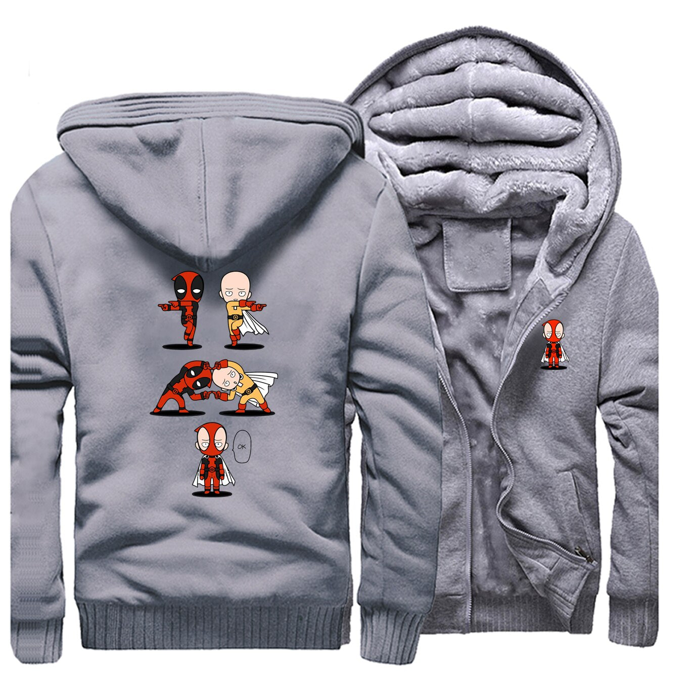 Veste Polaire gris clair One Punch Man Saitama Deadpool