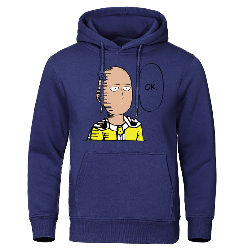 sweat one punch man saitama ok couleur bleu fonce