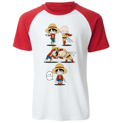 T-Shirt One Punch Man Saitama fusion Luffy