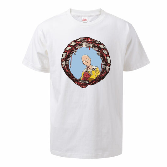 t-shirt one punch man saitama coup de poing plexus