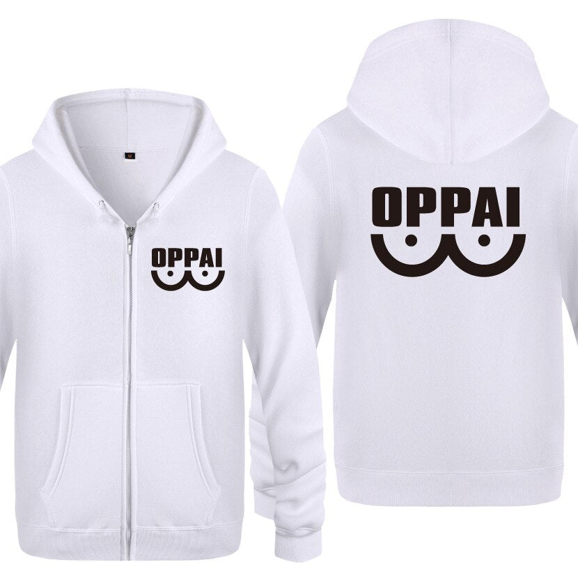 veste one punch man oppai blanc noir