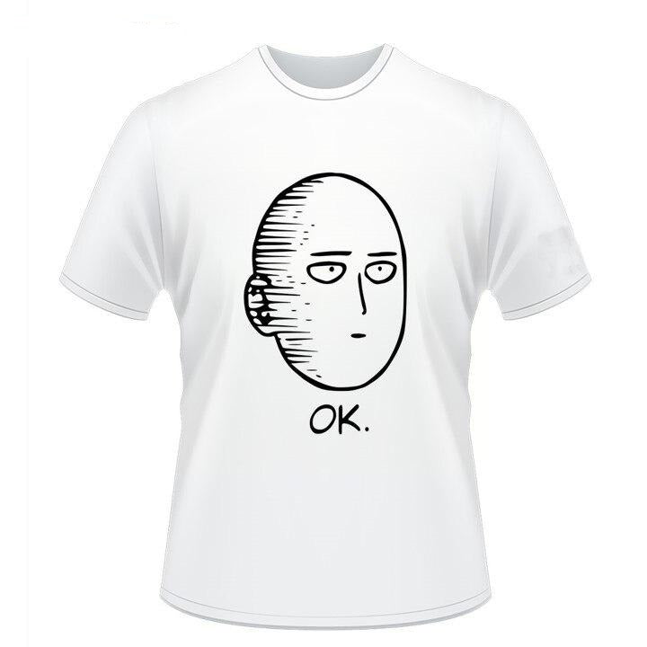 T-Shirt One Punch Man Saitama Ok noir & blanc