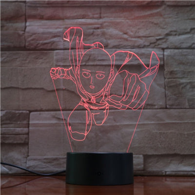 Lampe LED 3D One Punch Man Saitama rouge