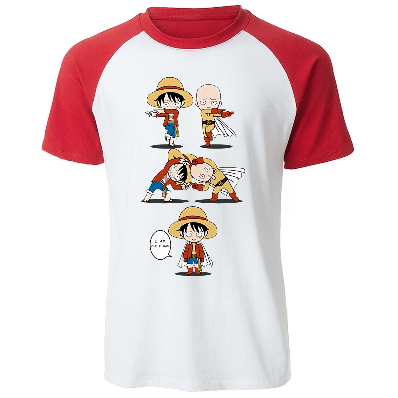 t-shirt one punch man saitama fusion luffy