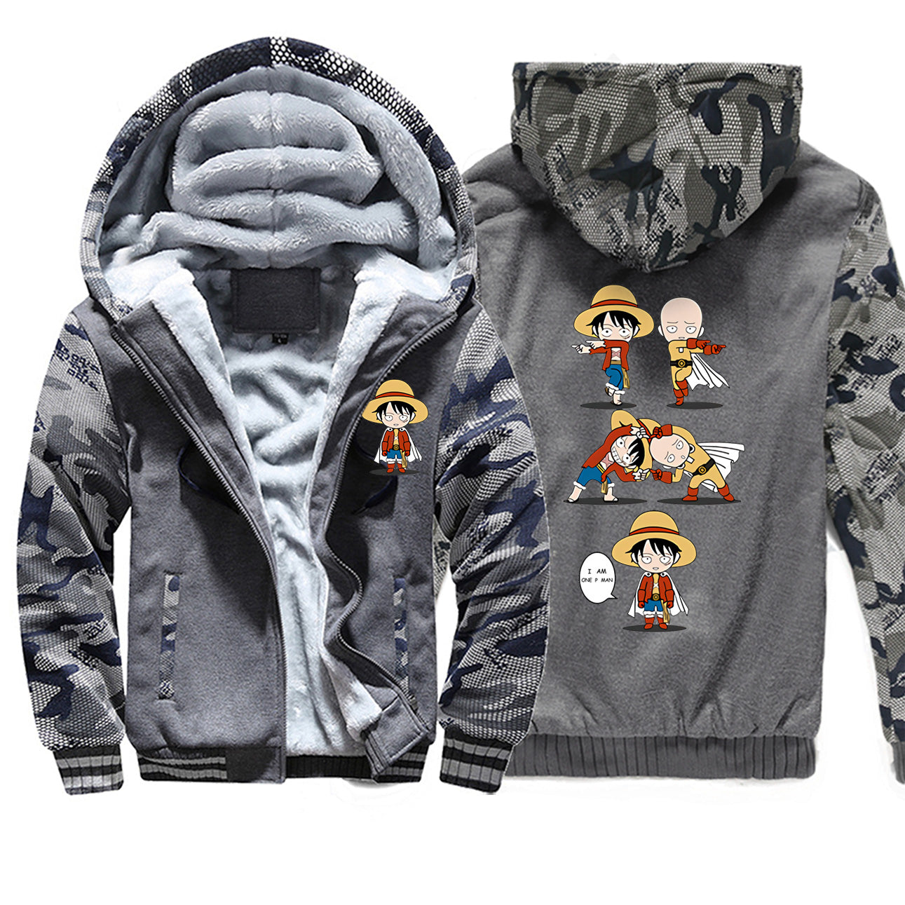 Veste Polaire gris foncé One Punch Man Saitama Luffy