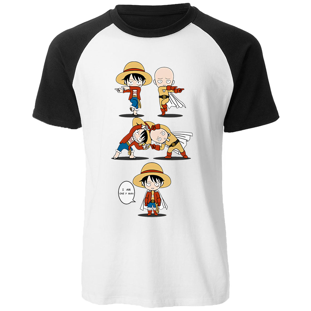 T-Shirt One Punch Man Saitama fusion Luffy