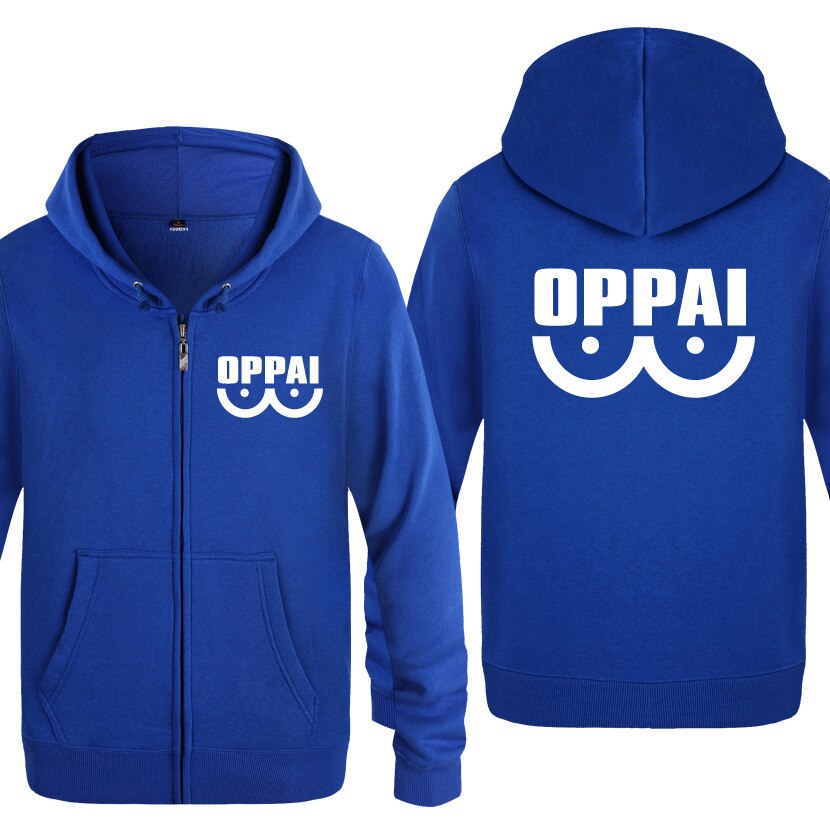 veste one punch man oppai bleu blanc