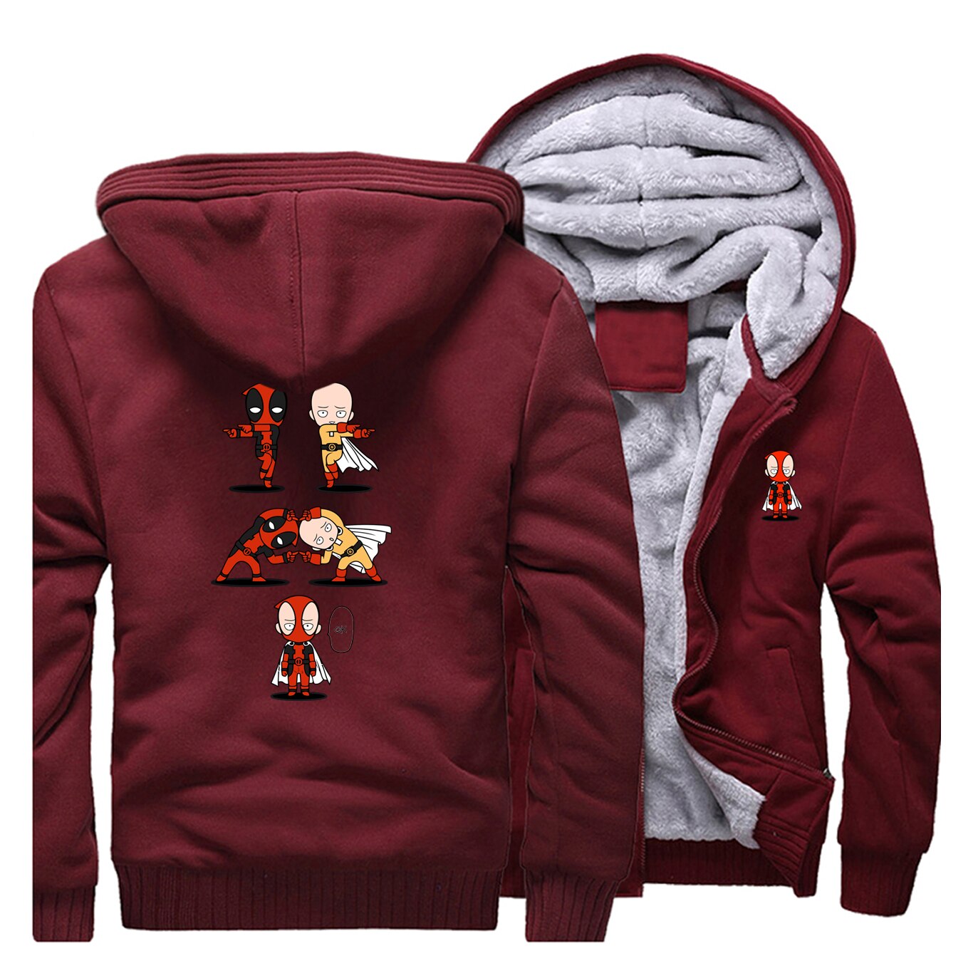 Veste Polaire bordeaux One Punch Man Saitama Deadpool