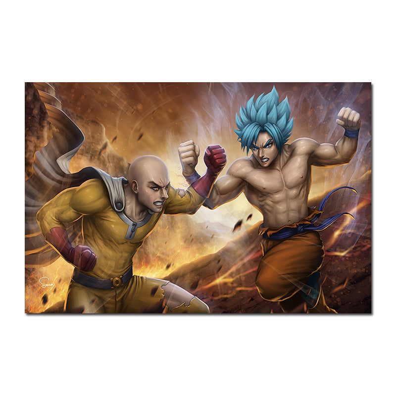 Poster Toile One Punch Man Saitama vs Goku