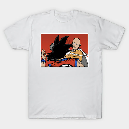 t-shirt one punch man saitama gifle goku