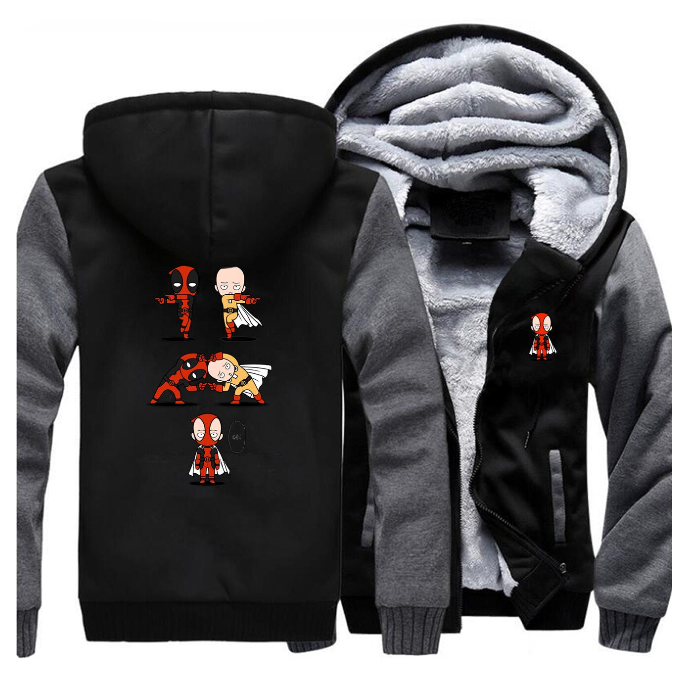 Veste Polaire gris foncé One Punch Man Saitama Deadpool