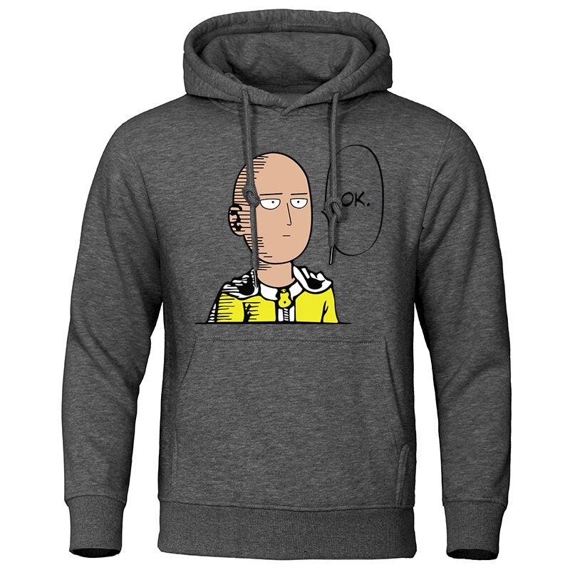 sweat one punch man saitama ok couleur gris fonce