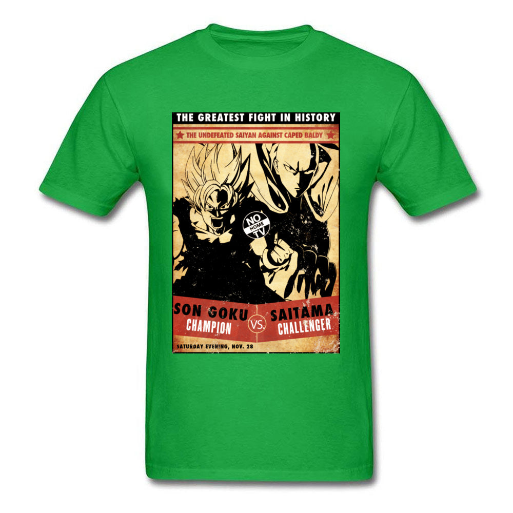 t-shirt one punch man Saitama vs Goku vert