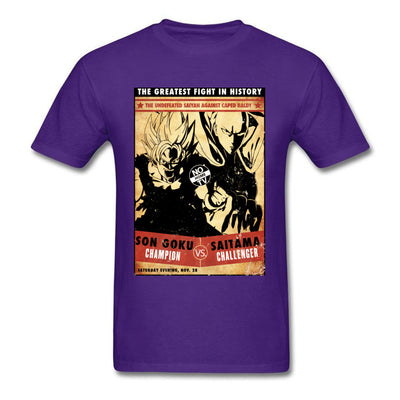 t-shirt one punch man Saitama vs Goku violet