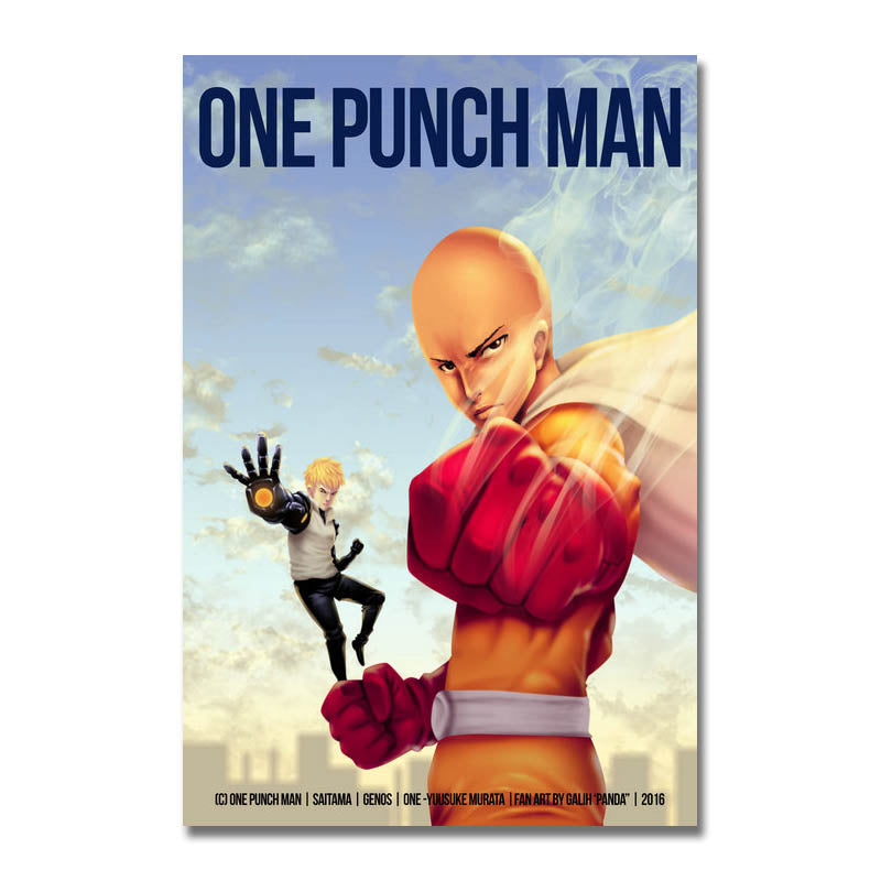 Poster Toile One Punch Man Saitama Genos Fan Art