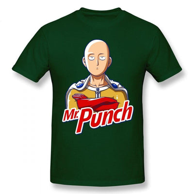 T-Shirt One Punch Man Saitama Mr Punch vert bouteille