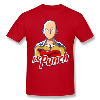 T-Shirt One Punch Man Saitama Mr Punch rouge