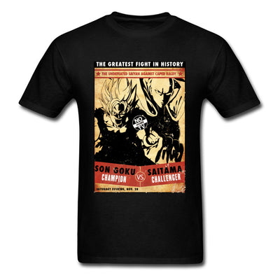 t-shirt one punch man Saitama vs Goku noir