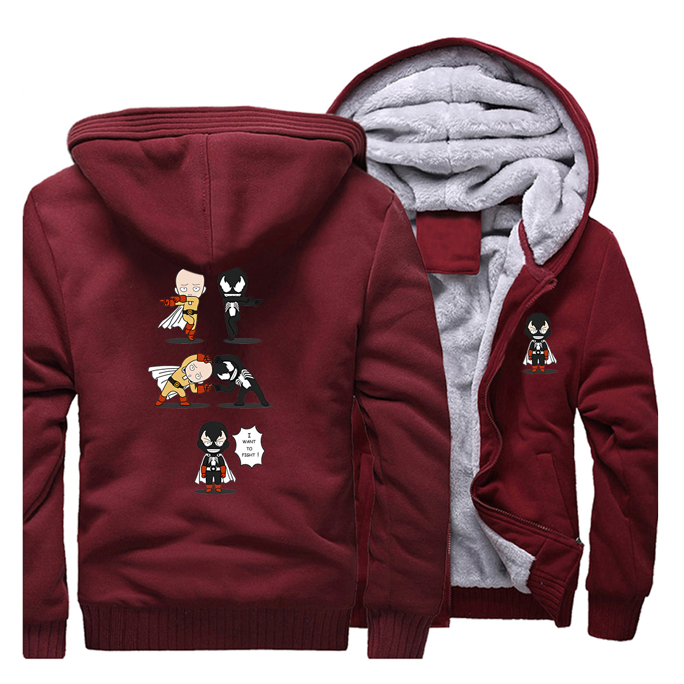 Veste Polaire bordeaux One Punch Man Saitama Venom