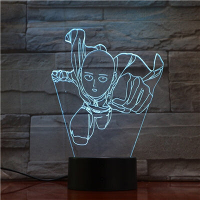Lampe LED 3D One Punch Man Saitama bleu