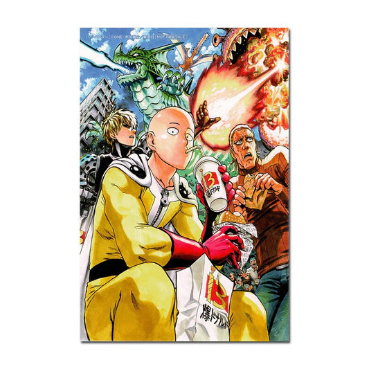 Poster one punch man Saitama Junk food