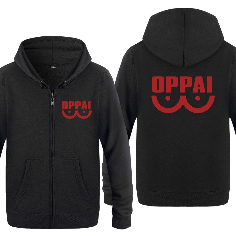 veste one punch man oppai noir rouge