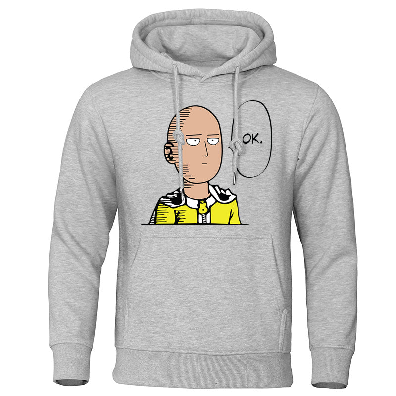 sweat one punch man saitama ok couleur gris clair