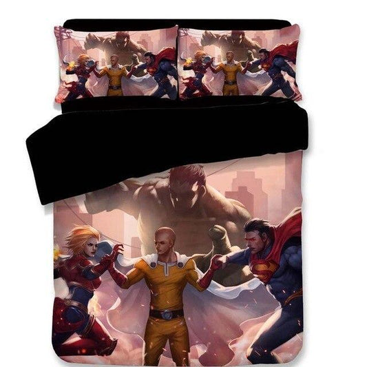 housse-de-couette-one-punch-man-vs-superman-hulk