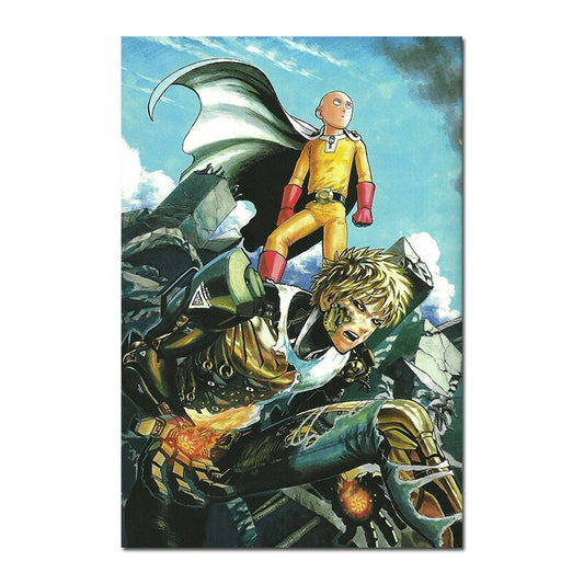 poster-toile-one-punch-man-saitama-genos-combat