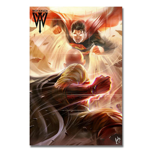 poster-toile-one-punch-man-saitama-vs-superman-1
